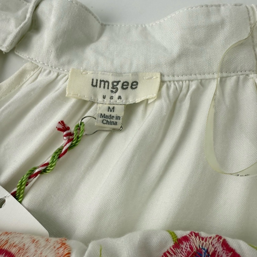 Umgee Women White Floral Embroidered Off The Shoulder Top Size M NWT Boho - Picture 10 of 15